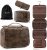 Elviros Neceser para Mujer y Hombre Hecho de Cuero PU con Gancho, Neceser de Viaje Grande Impermeable para Aseo (Color Chocolate)